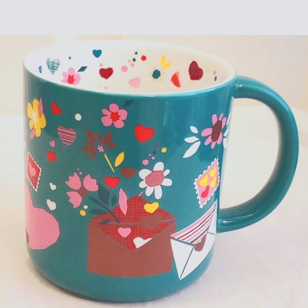Starbucks love confetti pink teal love letters